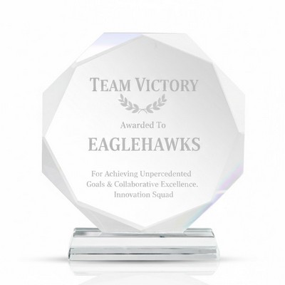 Round Faceted Crystal Award with Pedestal Base